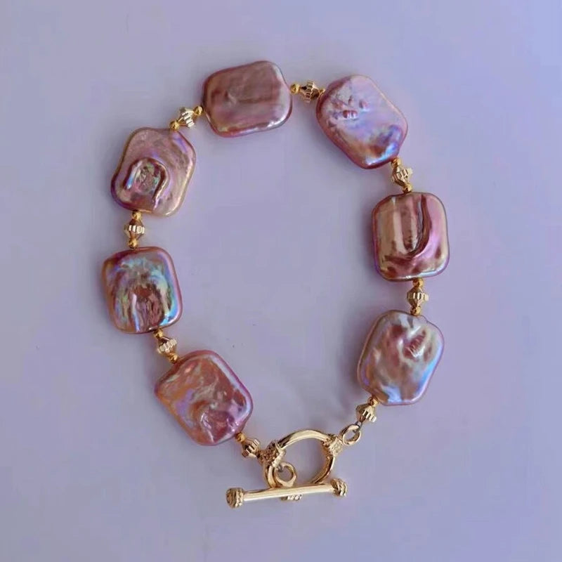 100% Natural Freshwater 15-20mm Baroque Sugar Pearl Bracelet