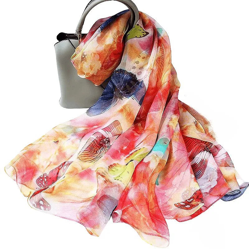 Lightweight Large 100% Mulberry Silk Chiffon Scarf