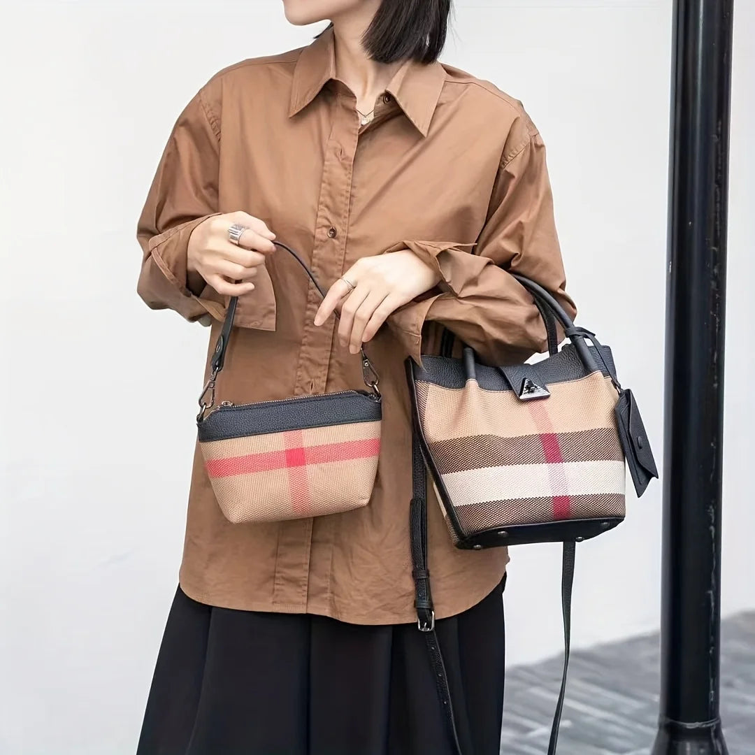 Tote Bag Genuine Leather Canvas Shoulder Bags Fashion Hobo Bags Large Purse
