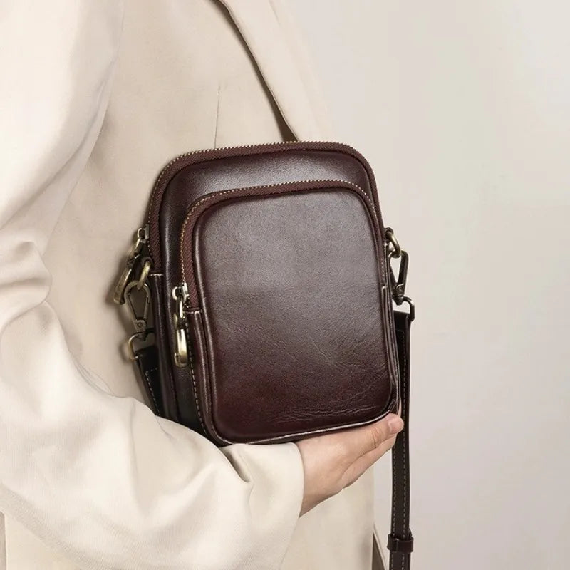 Genuine Leather Handbag Trendy Small Bag Vegetable Tanned Cowhide Bag