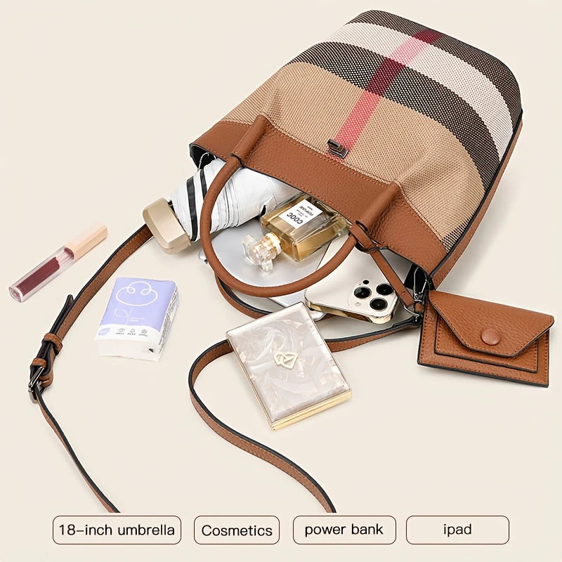 Tote Bag Genuine Leather Canvas Shoulder Bags Fashion Hobo Bags Large Purse