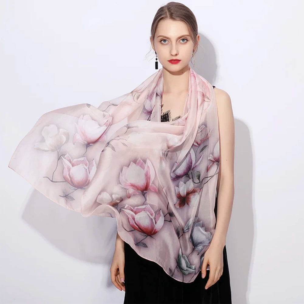 100% Pure Mulberry Silk Long Headband Neckerchief Luxury Bandana Scarves 68*180CM