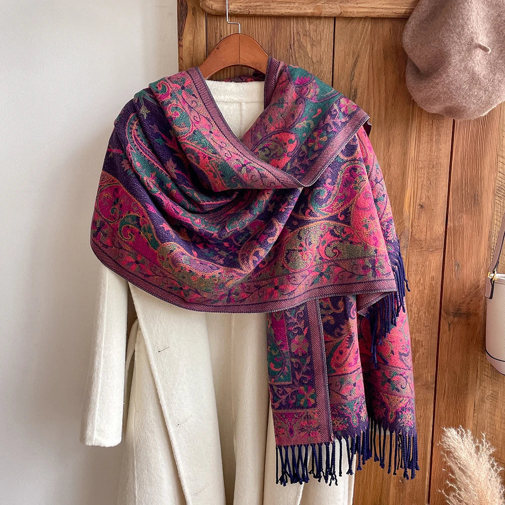 Tassel Blanket Design Thick Warm Shawl Wrap Cashmere Scarf