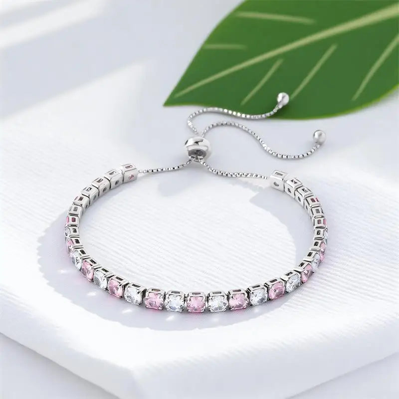 Multicolor Crystal Rainbow Zircon 4mm Round Stone Tennis Bracelets For Women