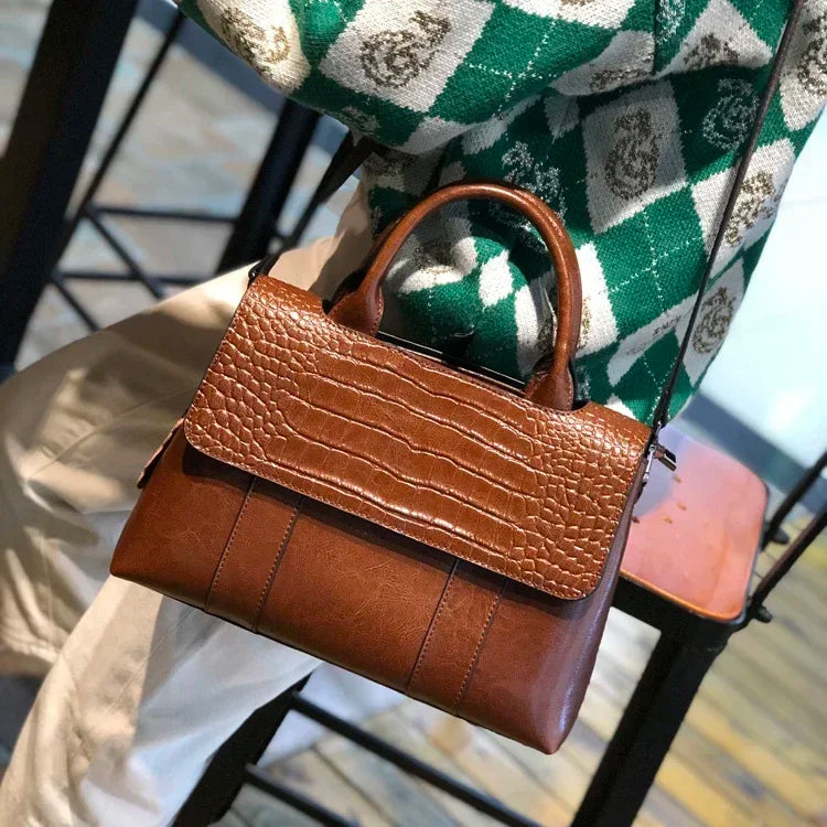 Real Leather Crossbody Bag Female Cowhide Designer Luxury Retro Large Capacity