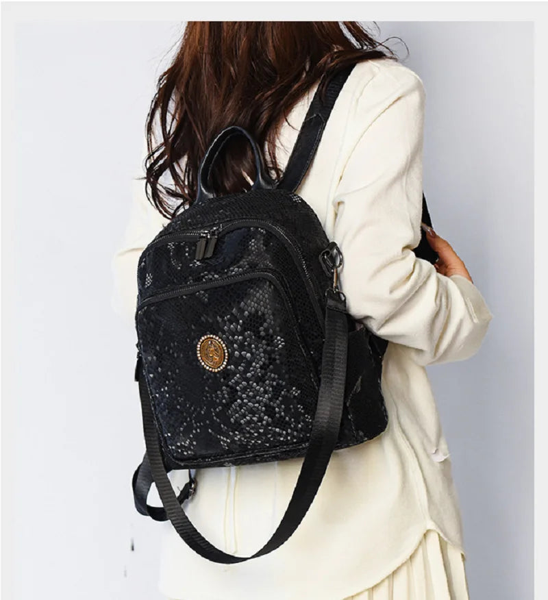 Fashion Trend Soft Leather Multi functional Travel Backpacks Large Capacity