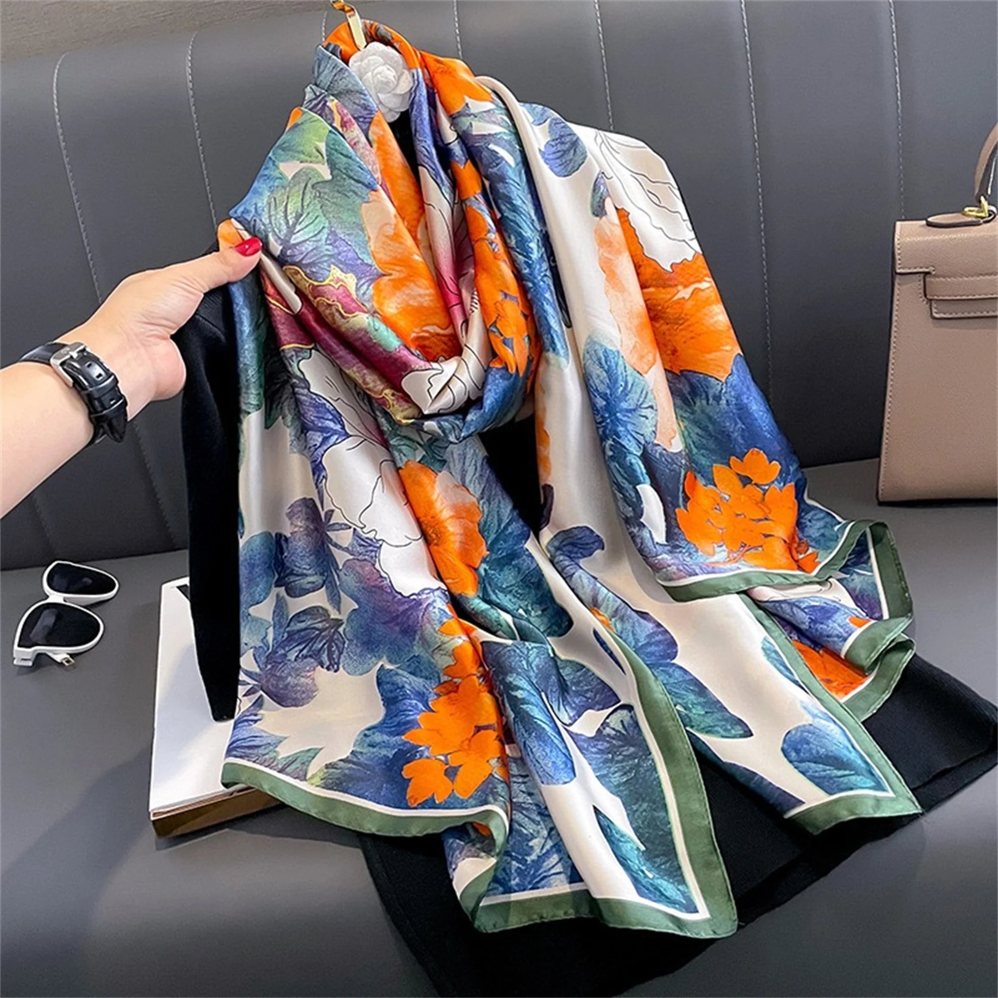 180*90cm Luxury Brand Women Scarf Summer Silk Shawl Lady Wrap Soft Design