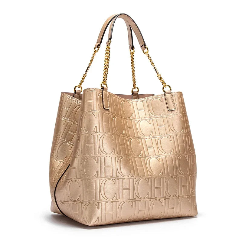 Women's Tote Bag Steel Embossed Handbag Large Capacity Business Storage Bag