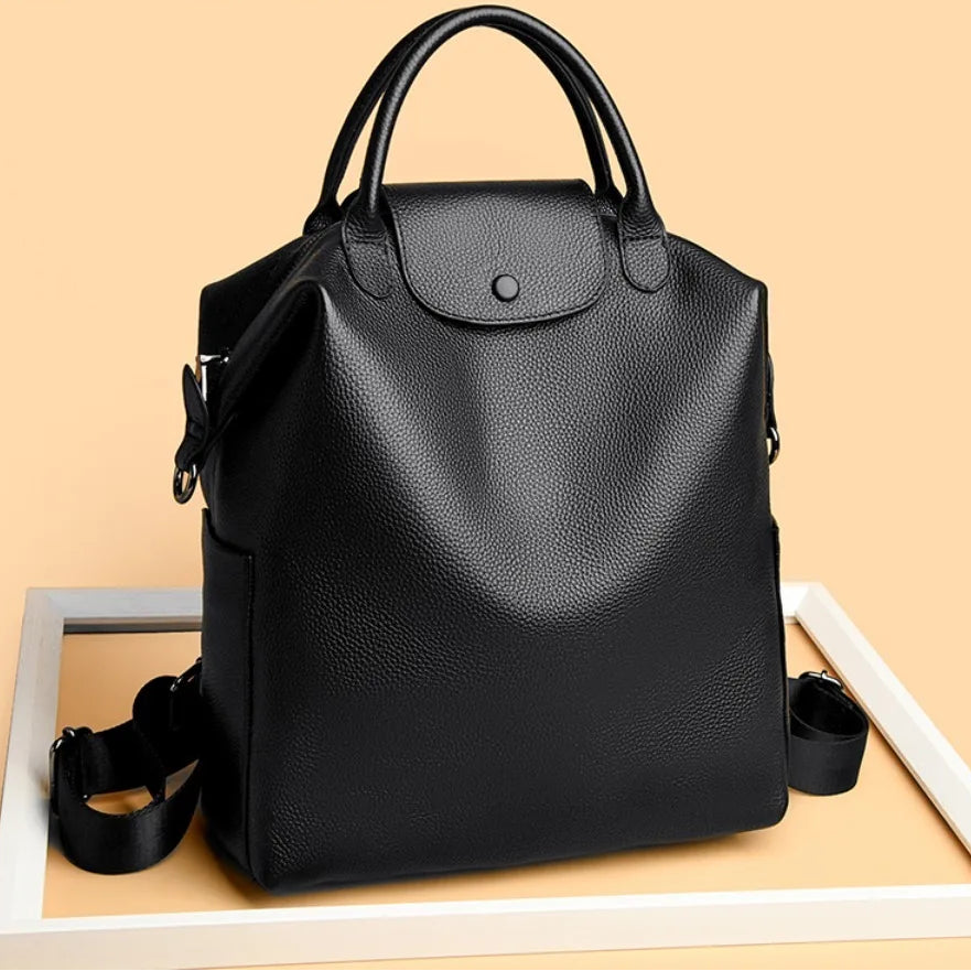 100% Genuine Cowhide Leather Backpack Large Capacity