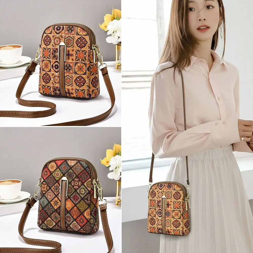 Stylish Printed Phone Bag PU Leather Single Shoulder Bag Luxury Versatile Handbag