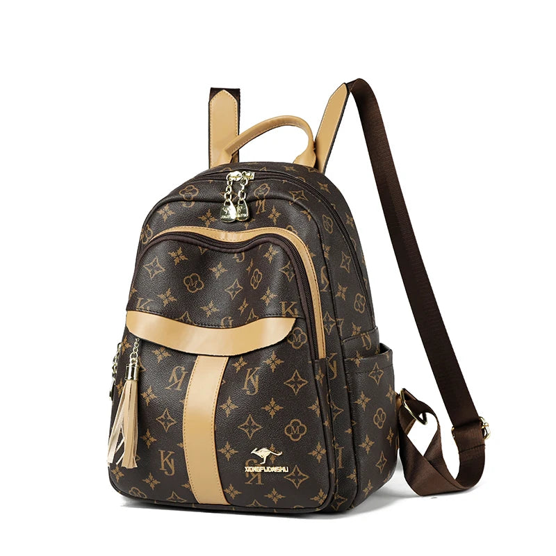 Backpack Designer High Quality Pu Leather Luxury Printed Tassels Large Capacity