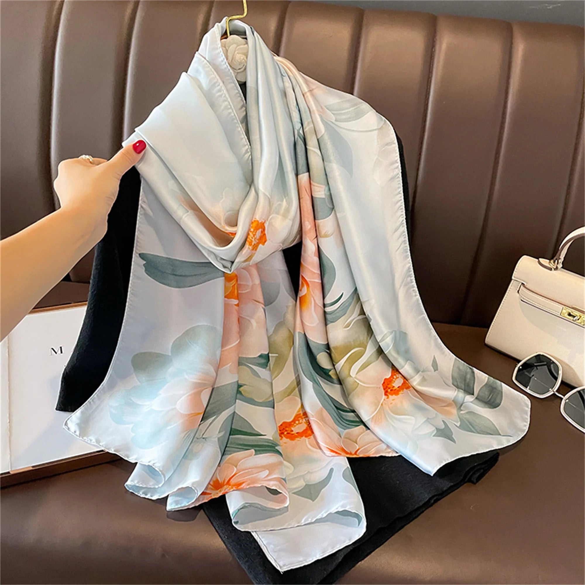 180*90cm Luxury Brand Women Scarf Summer Silk Shawl Lady Wrap Soft Design