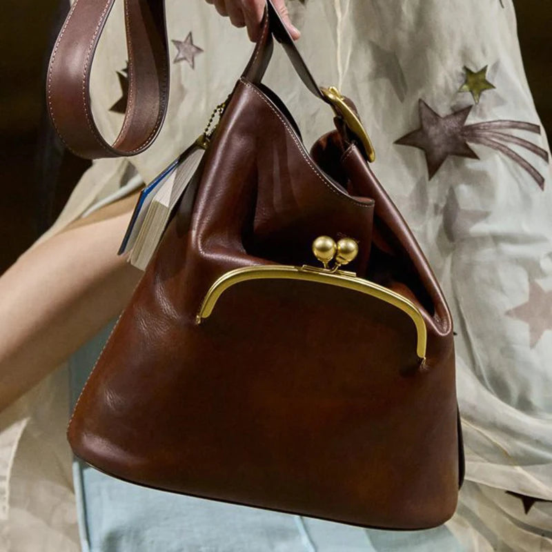 Retro PU Handbag Large Capacity Top Handle Shoulder Bag
