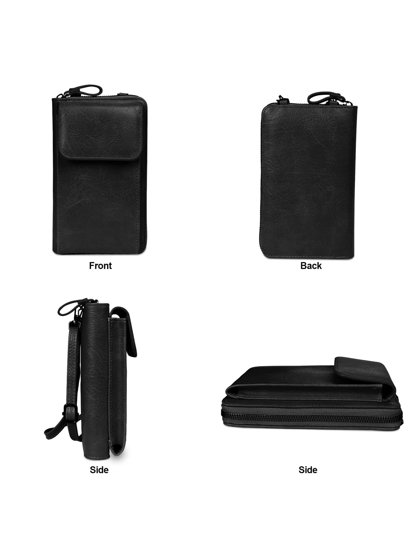 Multi functional retro style PU leather crossbody bag fashionable solid color phone bag