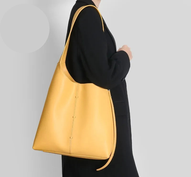 Genuine Leather Shoulder Bag Large Capacity Elegant Stylish