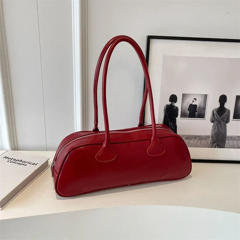 High-quality Zipper PU Women's Bag Retro Light Luxury Bag