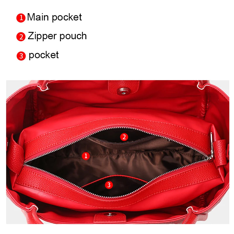Beautiful solid color cowhide crocodile pattern handbag