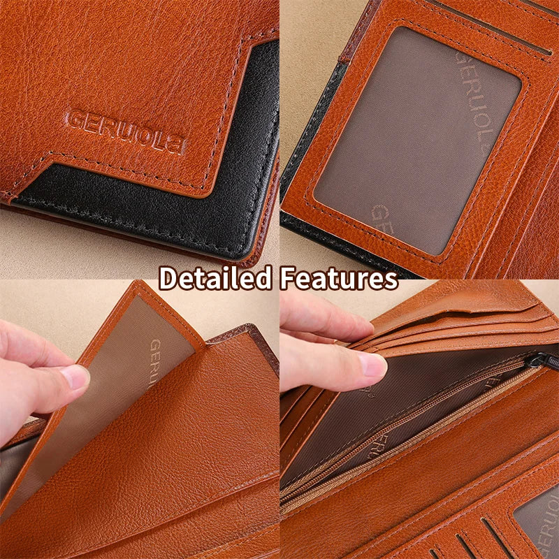 Genuine Leather Wallet Long Card Holder Organizer Wallet