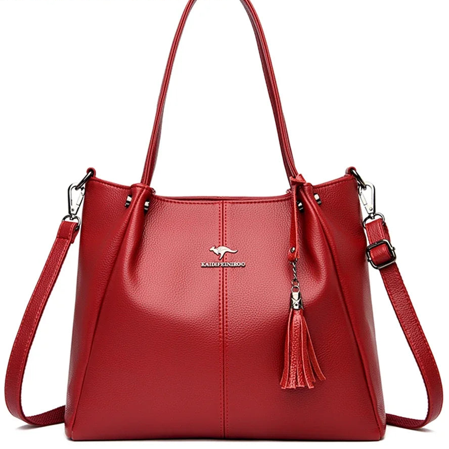 Elegant Cowhide Handbag Luxury Designer Shoulder Crossbody Genuine Leather Bag