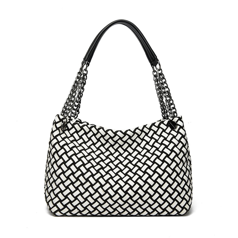 High Quality Chain Woven Soft Pu Leather Women's Tote Bag
