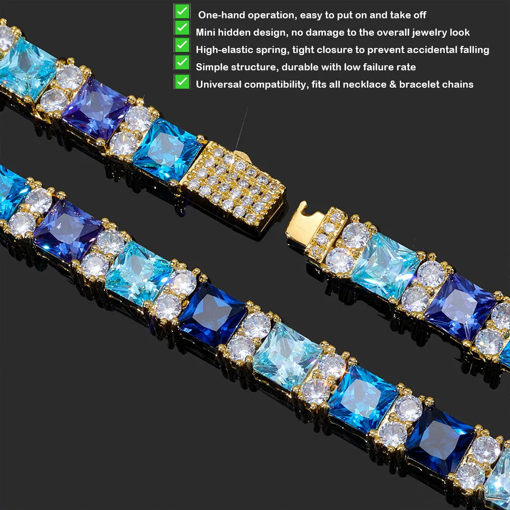Blue Bracelet Inlaid Sapphire Blue Square Cubic Zirconia