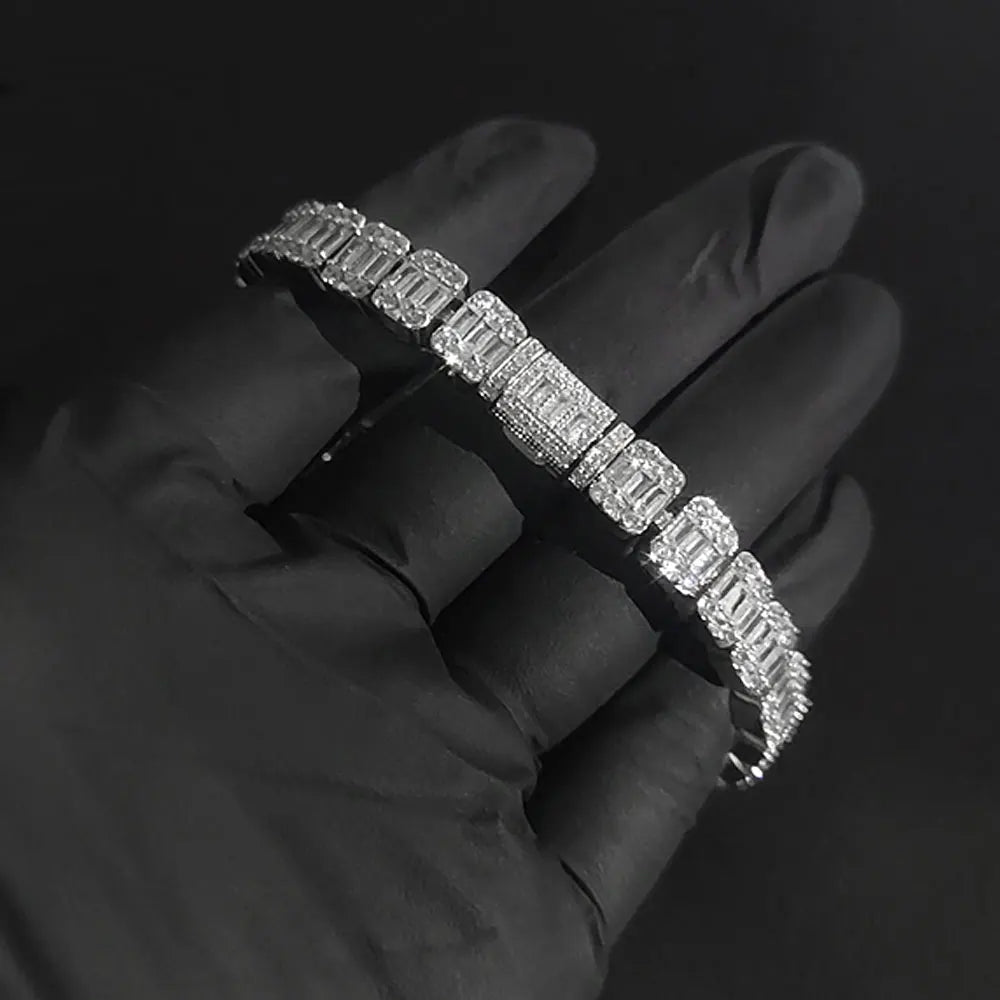 8mm Cluster Tennis Bracelet Mixed Inset Cubic Zirconia