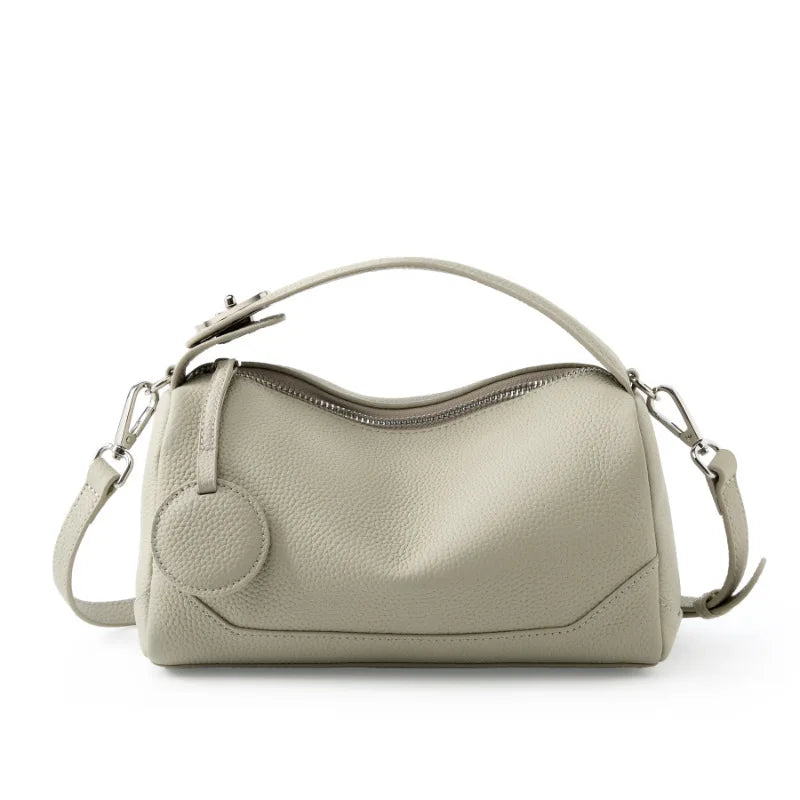 Genuine Leather Crossbody Boston Bag Vegetable Tanned Cowhide Women Shoulder Bag