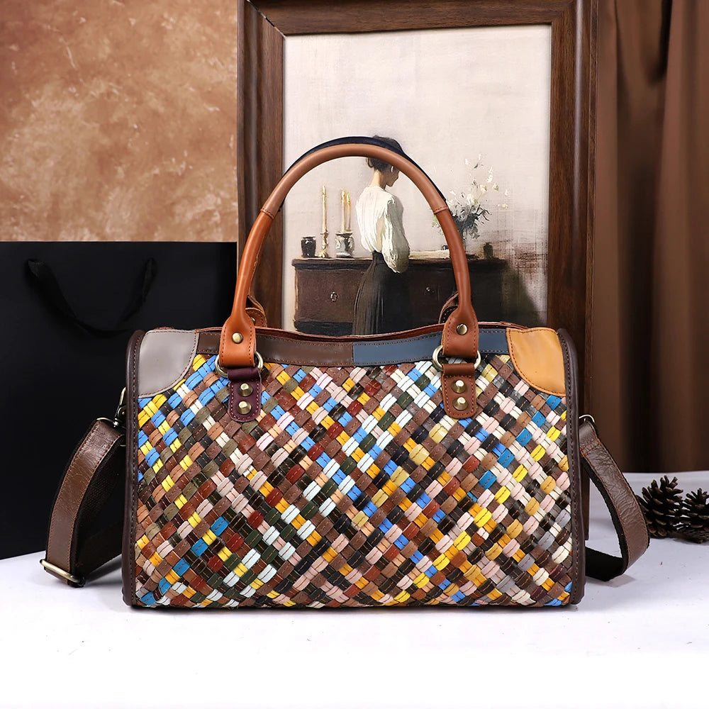 Retro hand-woven genuine leather casual versatile single-shoulder crossbody bag