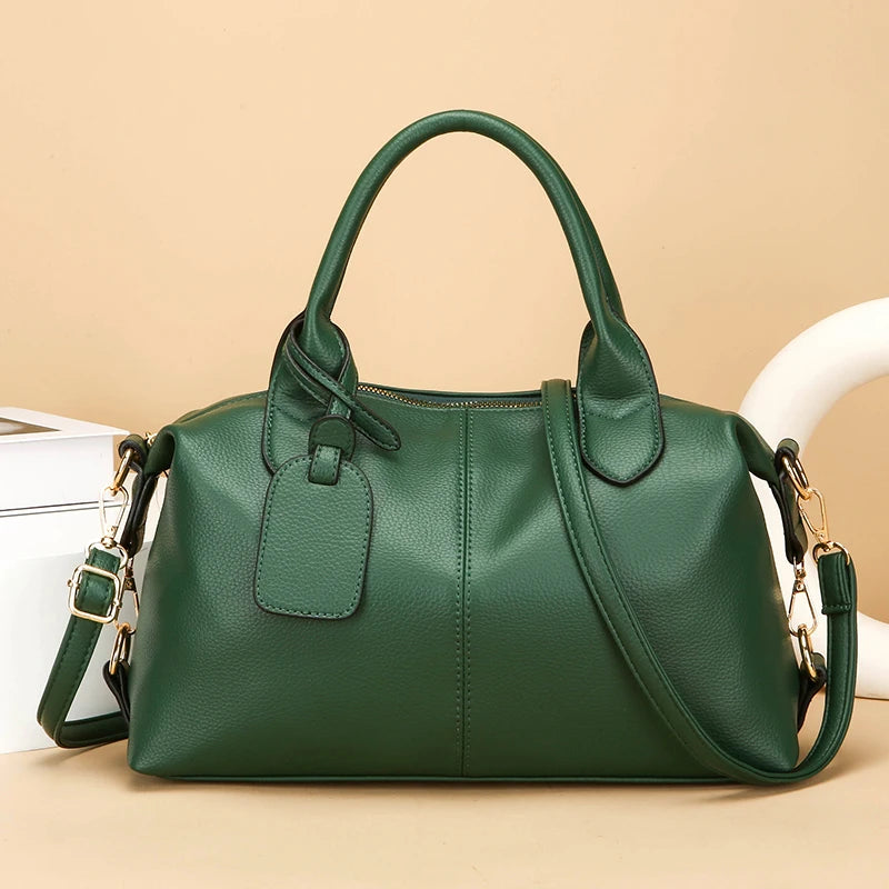 Soft PU Leather Shoulder Bag Casual Tote Bag For Women