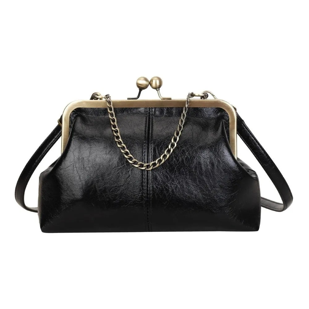 Trendy PU Leather Shell Handbag Retro Style Satchel