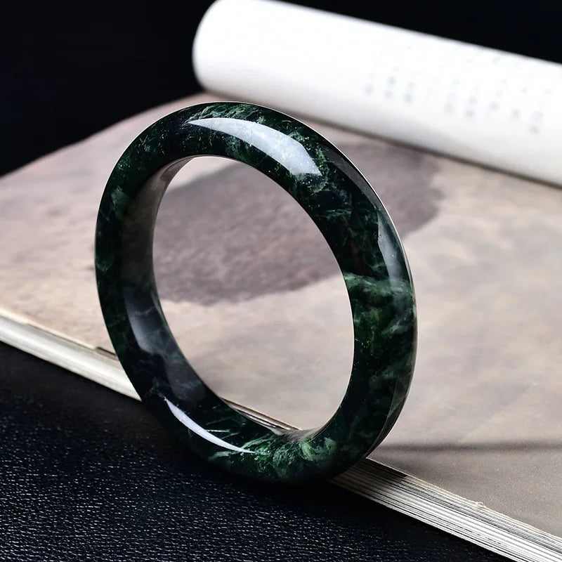 Natural Nephrite Green Jade Bangle Jewelry