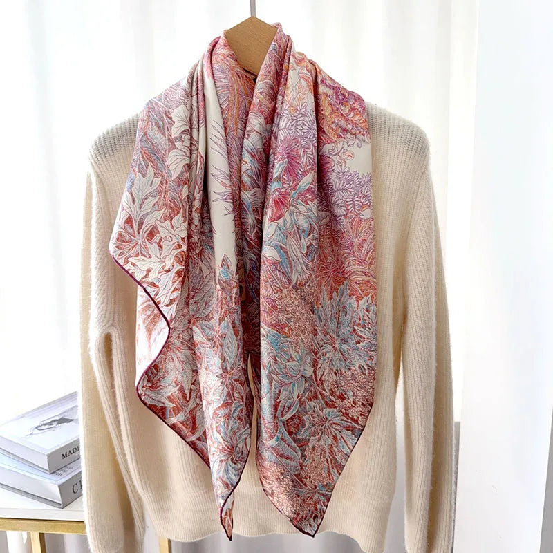 Large Square 100% Silk Scarf Neckerchief 90 Natural Silk Scarves