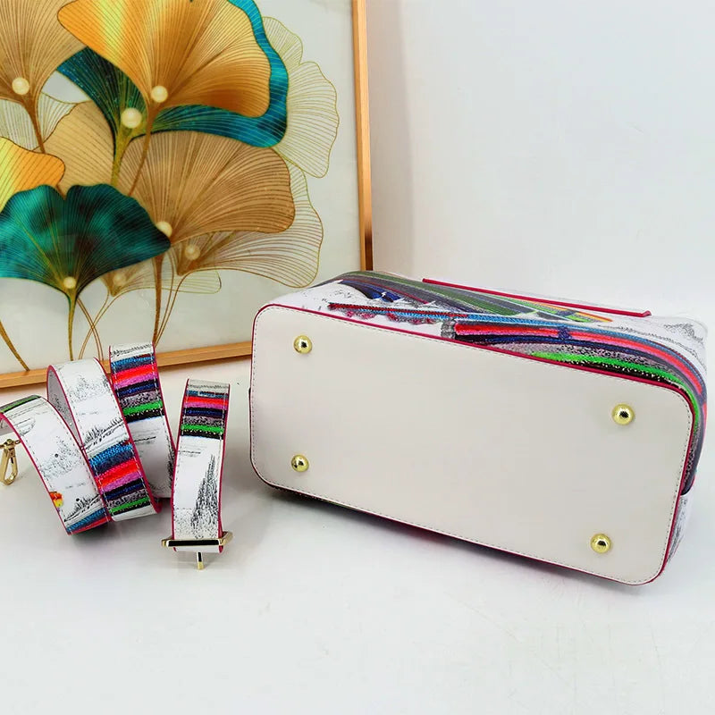 Printed Handbag Microfiber Luxury Elegant Shoulder Crossbody Bag