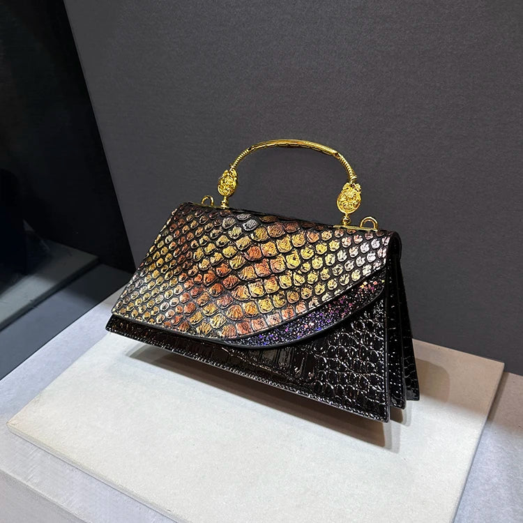 Luxury Design Dragon Scale Crocodile Print Shoulder Bag