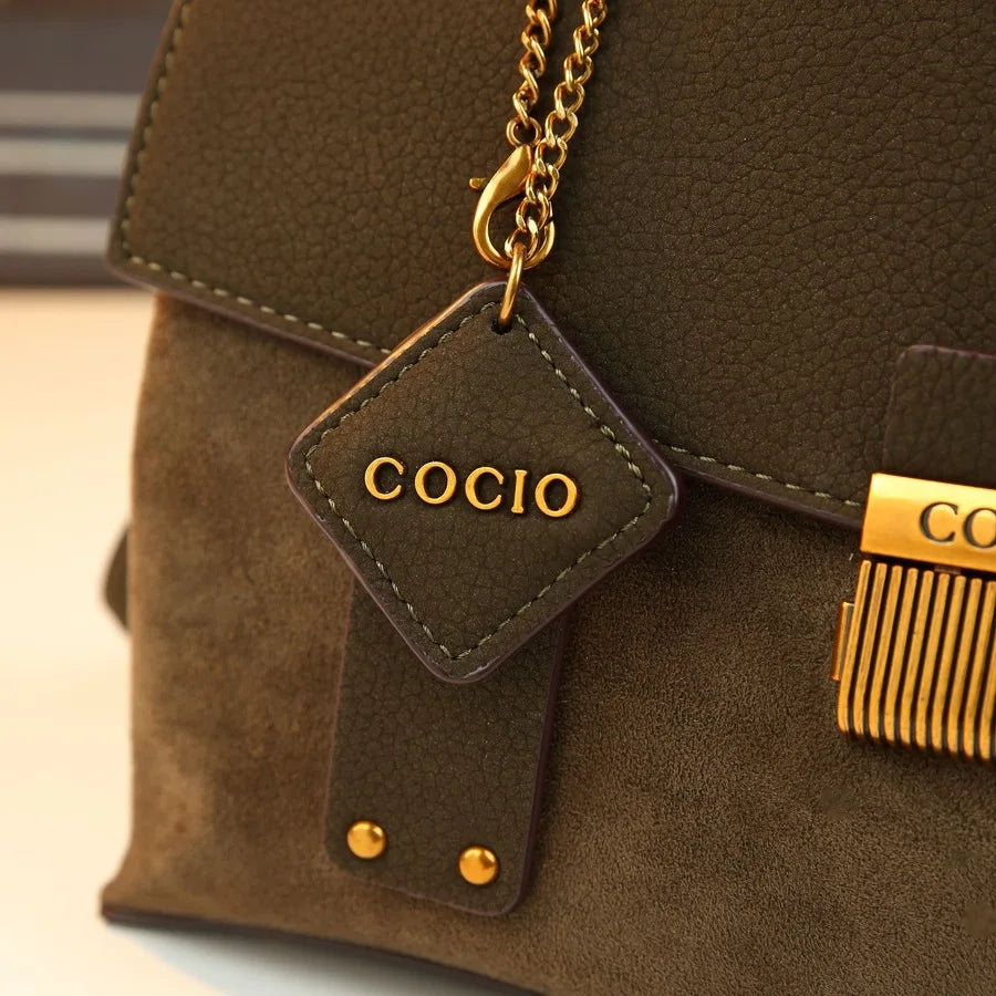 Lychee Pattern Handbag Twist Lock Bag Fashion Messenger Bag