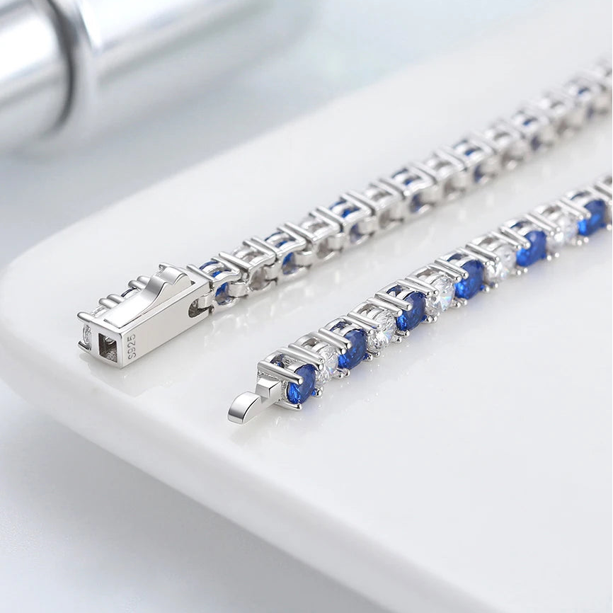 925 Sterling Silver 3mm Multicolor Zirconia Tennis Bracelet