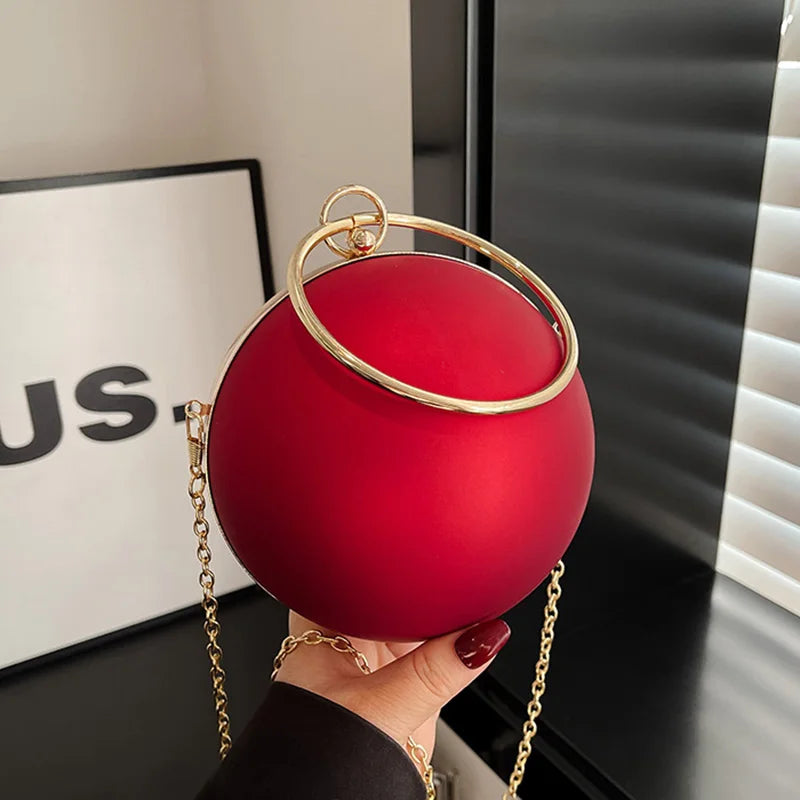 Stylish Metal Ring Handle Fashion Handbag Evening Clutch Bag