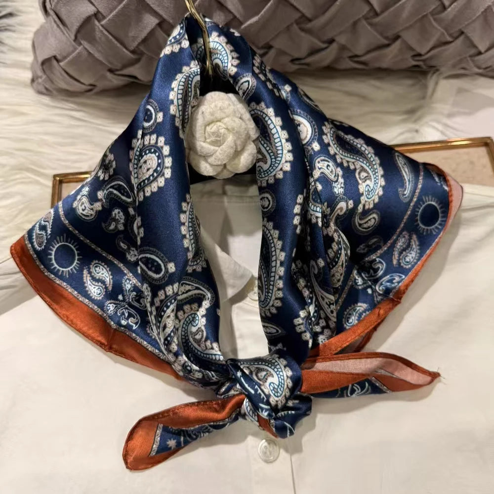 100% Silk Small Square Scarf Neckerchief for Women