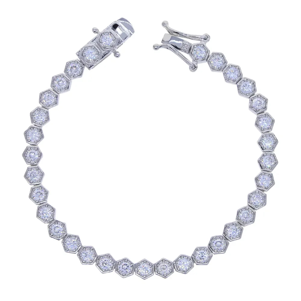 Iced Out AAA Cubic Zirconia Heart Tennis Chain Bracelet
