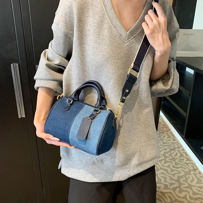 Patchwork Colorblock Mini Handbags Denim Shoulder Cross Body Bags Casual