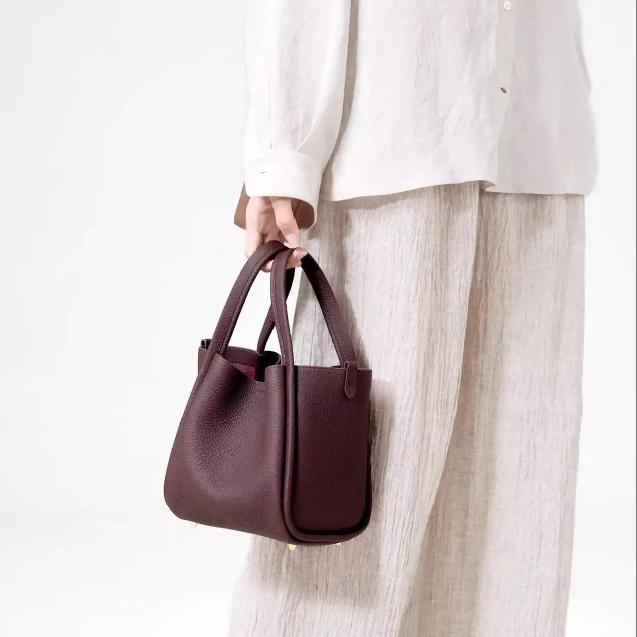 Bucket Bag Soft Leather Durable Versatile Large Capacity Handbag
