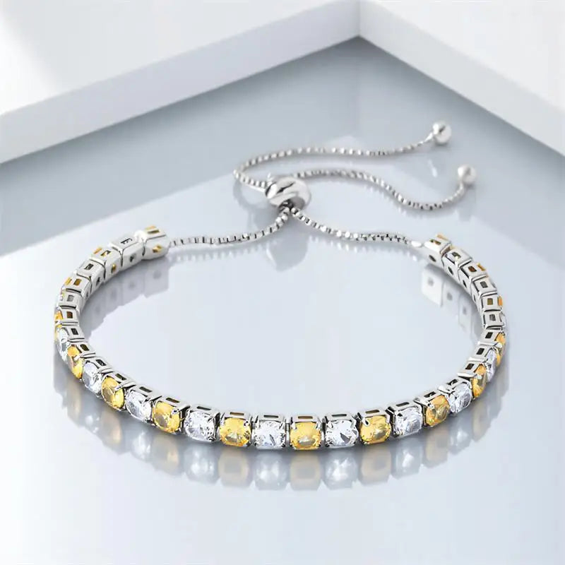 Multicolor Crystal Rainbow Zircon 4mm Round Stone Tennis Bracelets For Women