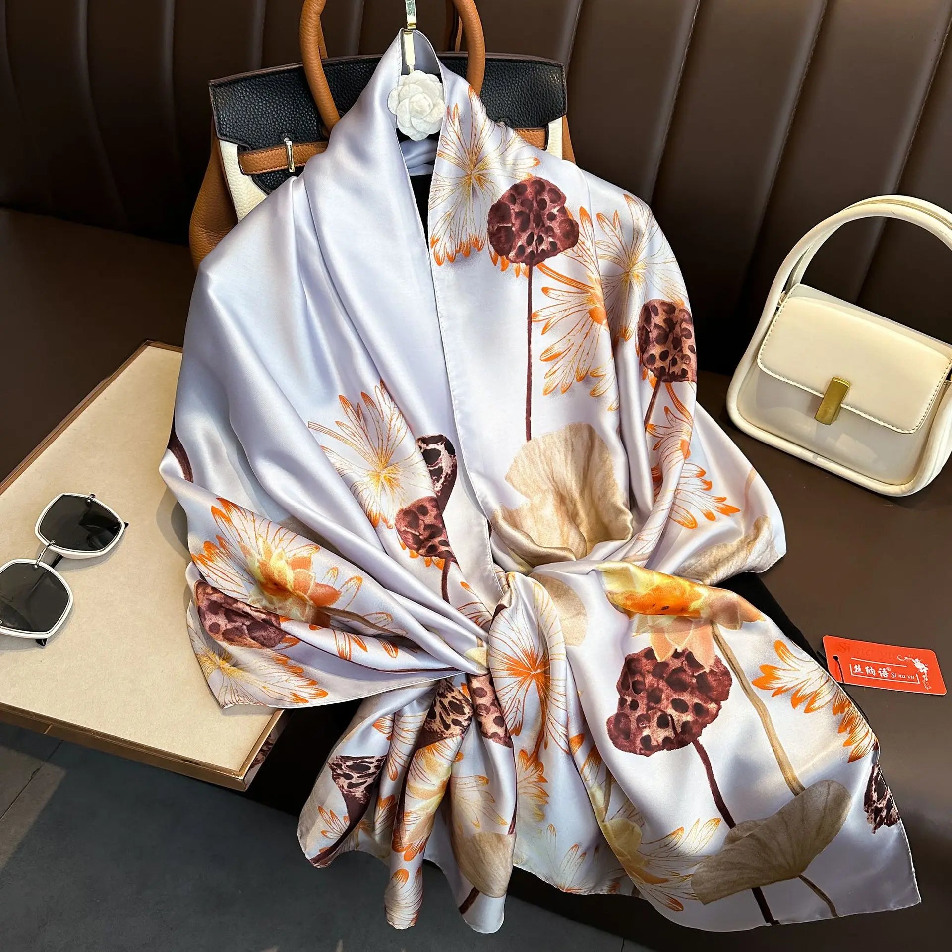 Luxury Brand Silk Scarves Women Fashion Print 180X90CM Long Silk Headscarf