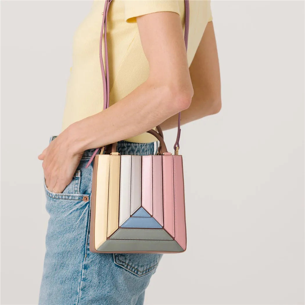 Design paneled handbag small luxury PU leather messenger bag