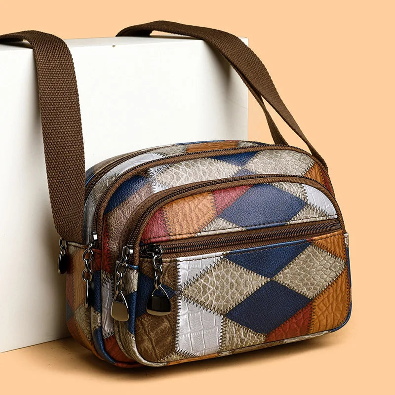 High Quality Solid Color PU Leather Shoulder Bag Crossbody Bags Large Capacity