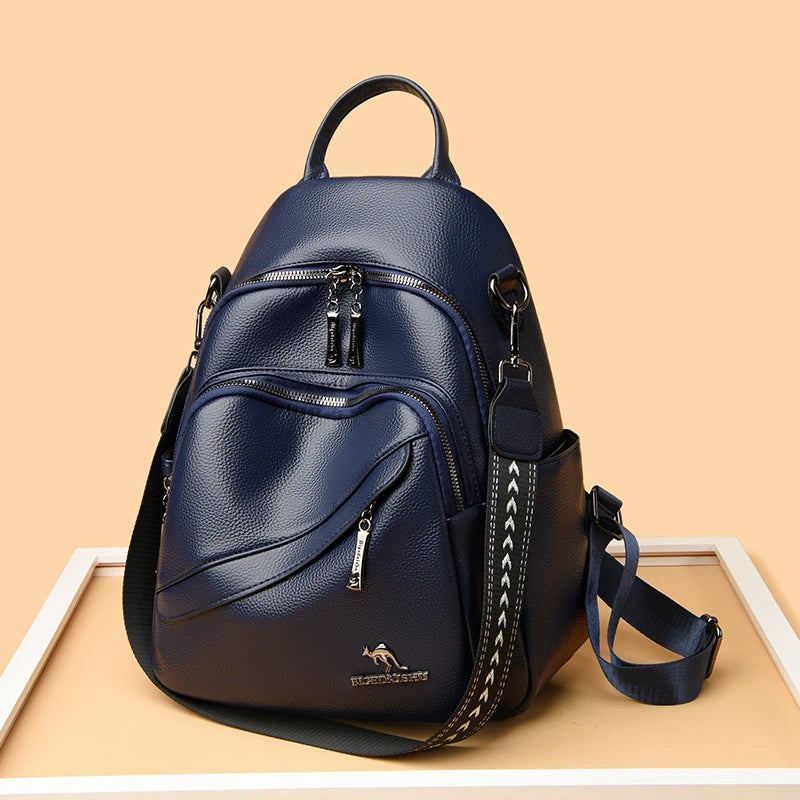 Fashion Backpack Women Shoulder Bag Soft Leather Rucksack