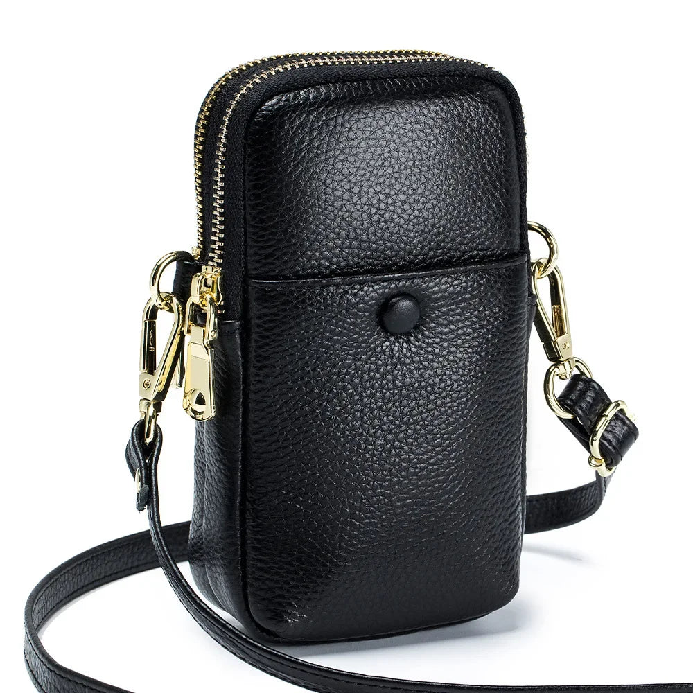 Mini Vertical Design Crossbody Female Bag Cow Leather Mobile Phone Bag Fashion
