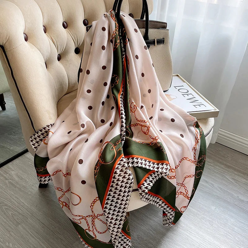 180*90cm Luxury Brand Women Scarf Summer Silk Shawl Lady Wrap Soft Design