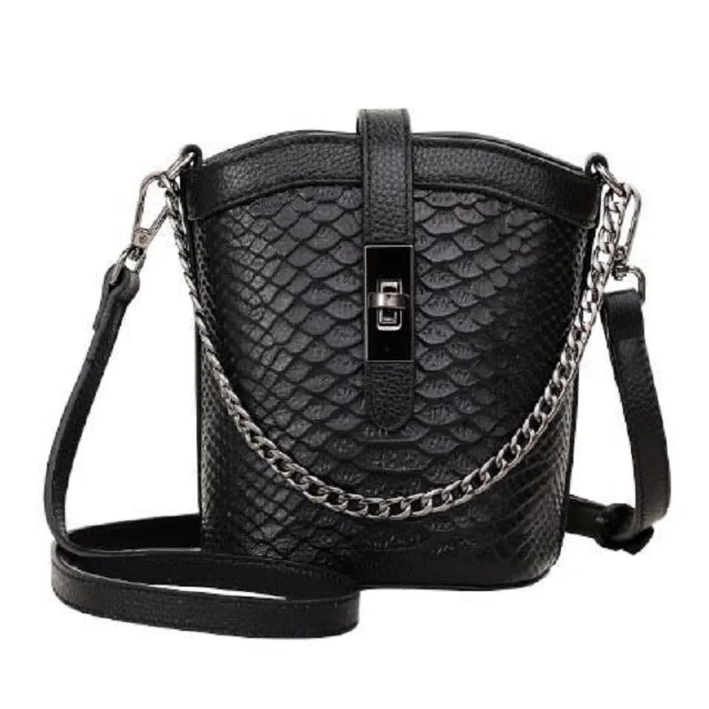 Genuine Leather Crossbody Bag Texture Crocodile Pattern