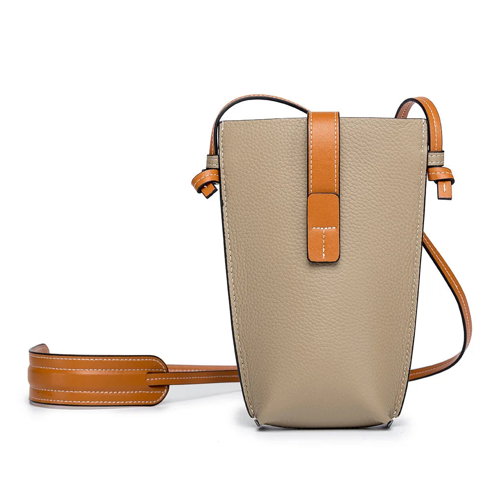 Genuine Leather Women Shoulder Bags Luxury Brands Mini Mobile Phone Bag